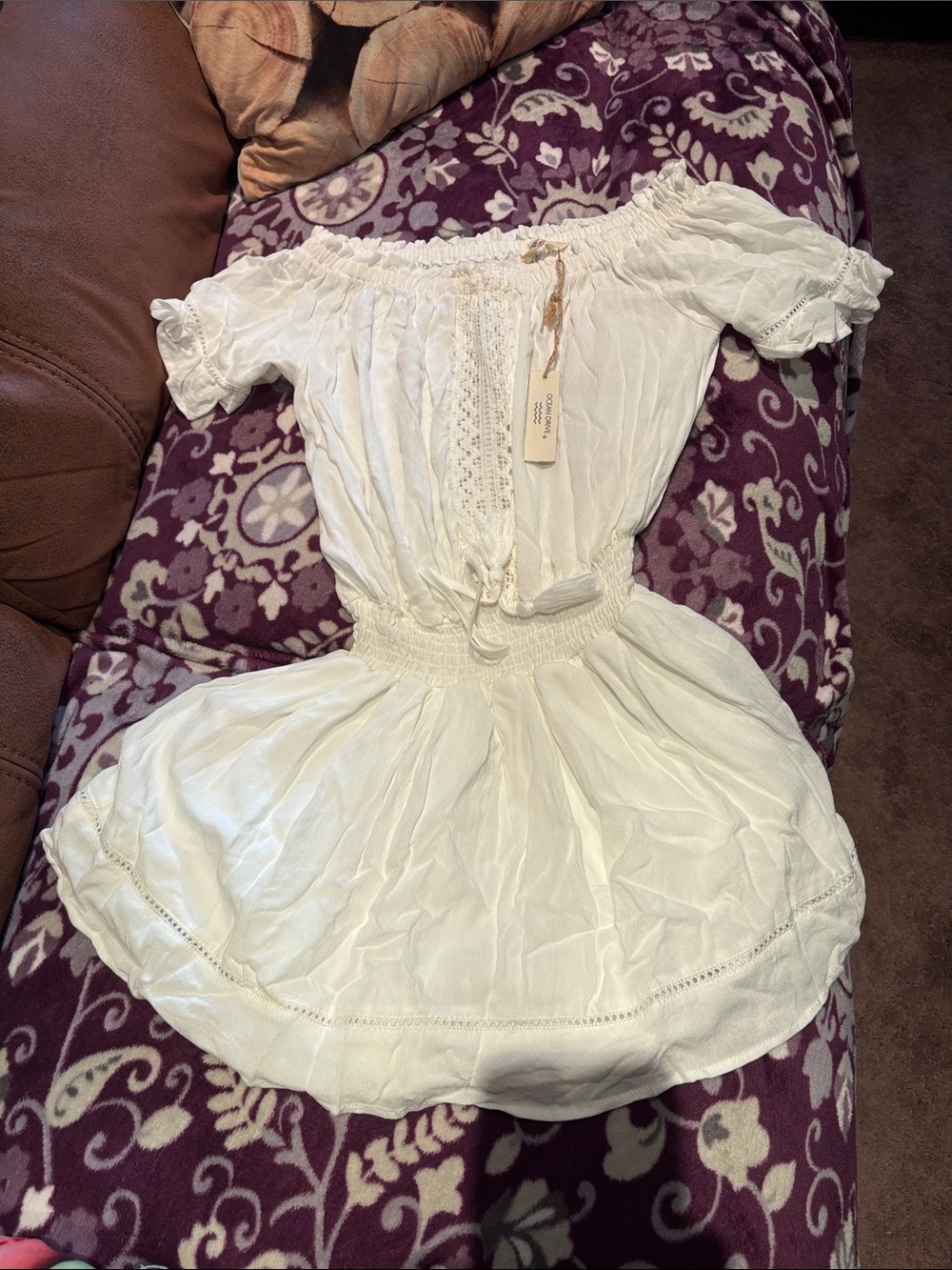 Ocean Drive White Off-Shoulder Mini Dress